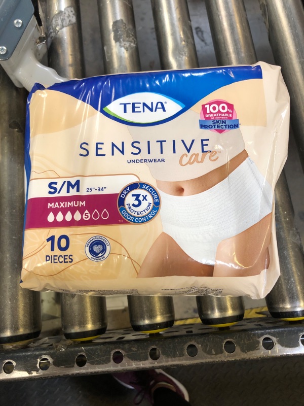 Photo 1 of TENA Sensitive Care Adult Incontinence Underwear for Women, Maximum, Small/Medium, White, Disposable, 10 PCS