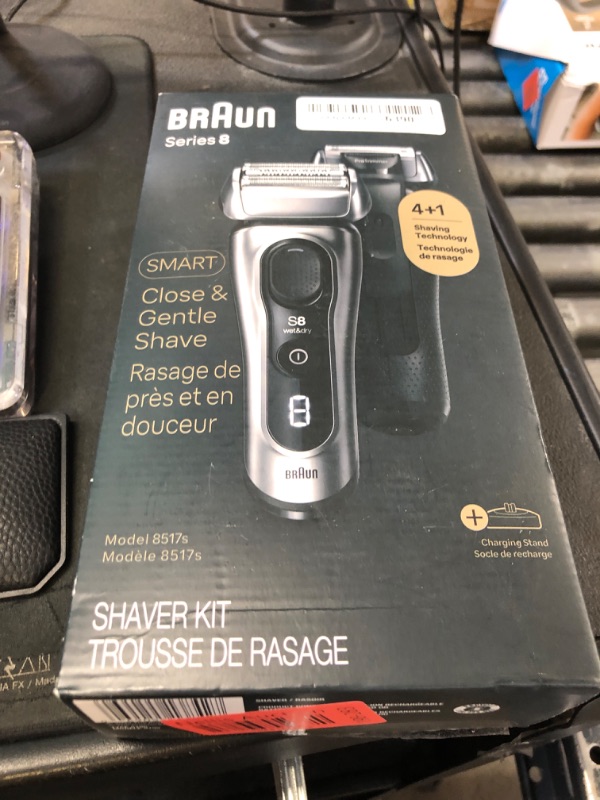 Photo 1 of Braun Series 8 Electric Razor for Men, with 4+1 Shaving Elements & Precision Long Hair Trimmer, Close & Gentle Even on Dense Beards, Wet & Dry Electric Razor with 60min Runtime, 8517s Galvano Silver