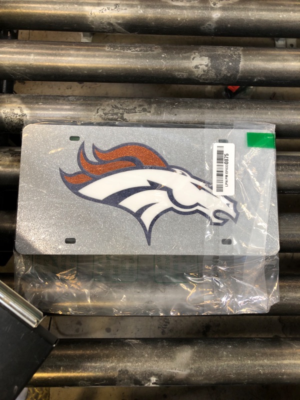 Photo 1 of NFL Denver Broncos Bling Laser Cut Auto Tag Plate, 12 x 6-Inch, Silver