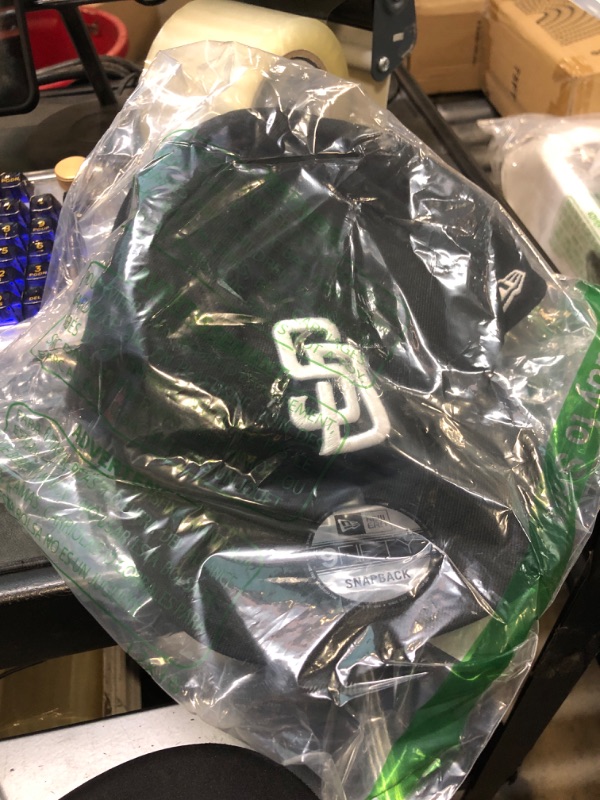 Photo 1 of New Era Unisex-Adult MLB 9Fifty Black White Primary Logo Adjustable Snapback Hat Cap One Size Fits All - San Diego Padres Black White