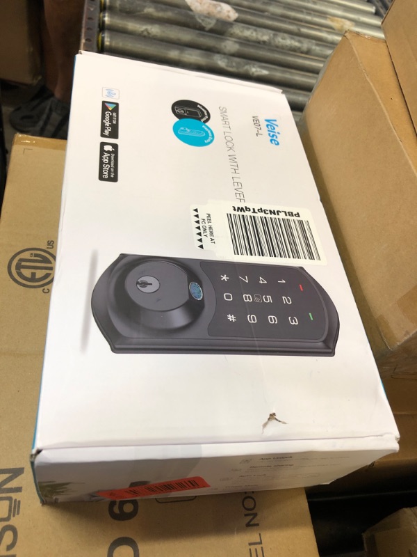 Photo 1 of Veise VE07-L Fingerprint Smart Locks for Front Door with 2 Lever Handle Set, App Control, Keyless Entry, Electronic Digital Keypad Deadbolt, Auto Lock, Waterproof, Easy to Install, Satin Nickel