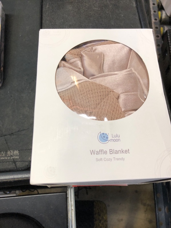 Photo 1 of Lulu moon Swaddle Baby Blanket: Waffle Blanket with Satin Trim - Soft Breathable Toddler Blanket Perfect for Nursing Cover and Playtime - Cotton Crib Blanket for Daytime Naps 40"x36"(Dusty Rose)