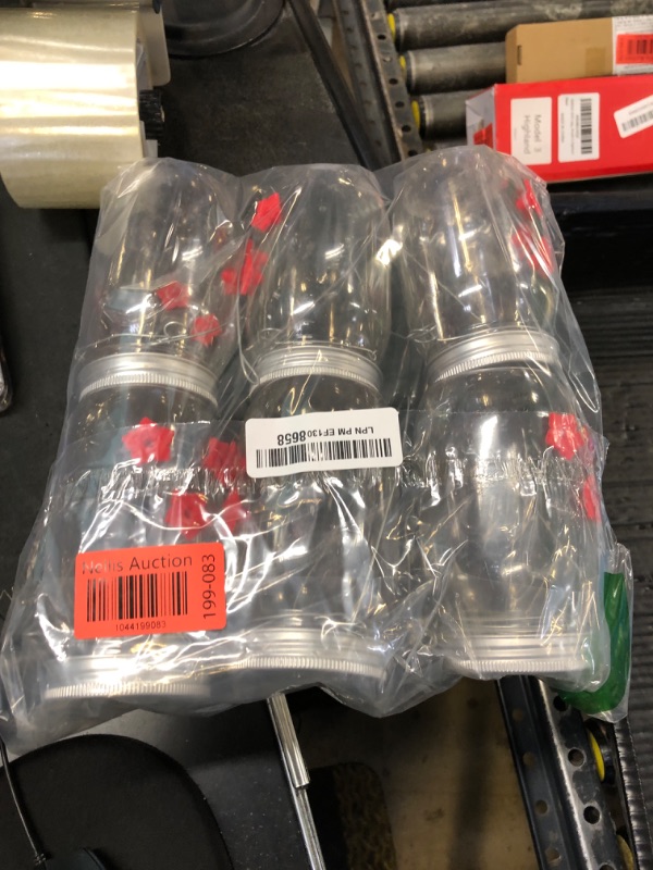 Photo 1 of Tioncy 6 Pcs 16oz Mason Jar Hummingbird Feeder Plastic Hummingbird Feeders for Outdoors Hanging with 6 Cleaning Brushes Wild Bird Feeding Jar for Outdoor Garden Decor