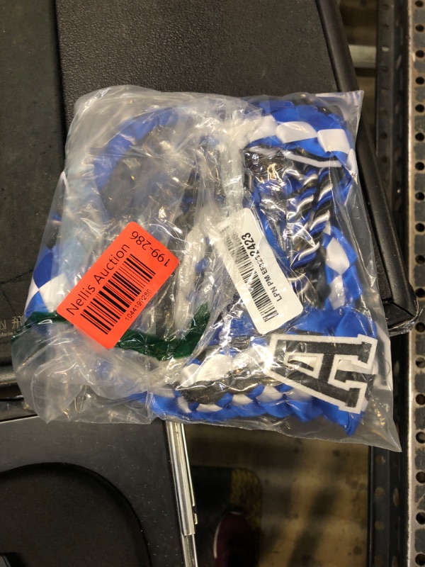 Photo 1 of Yigney Graduation Lei Set Class of 2025 Grad Ribbon Leis with Honor Cord Double Braided Graduate Leis for Men Women Blue Black White