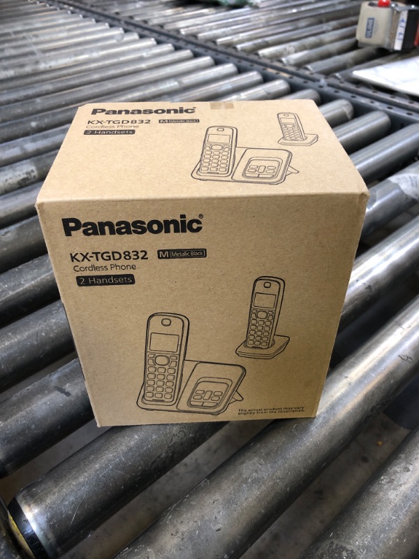 Photo 1 of Panasonic Cordless Phone with Answering Machine, Advanced Call Block, Bilingual Caller ID and Easy to Read High-Contrast Display, Expandable System with 2 Handsets - KX-TGD832M (Metallic Black)