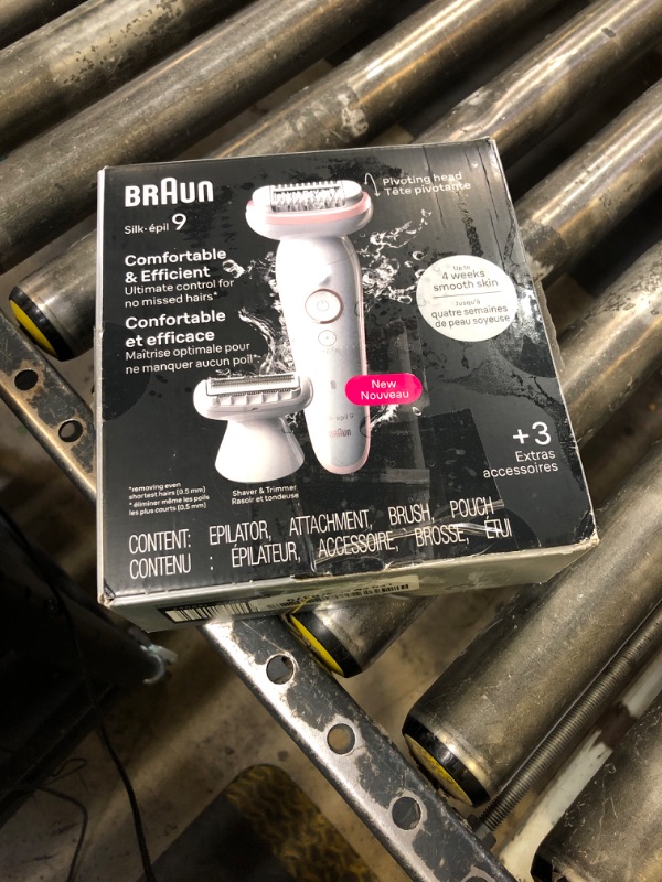 Photo 1 of Braun Epilator Silk-épil 9, Hair Removal Device, Women Shaver & Trimmer, Pivoting Head, Wet and Dry Epilator, Includes Shaver Head and Trimmer Comb, SES9-030