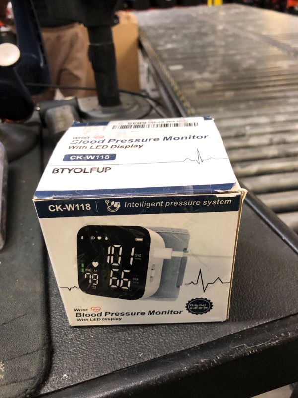 Photo 1 of BTYOLFUP Wrist Blood Pressure Monitor for Home Use Automatic BP Cuff Rechargeable Blood Pressure Machine with LED Backlit Display, Voice Broadcast, Dual 90 Memory Storage with Protective Case