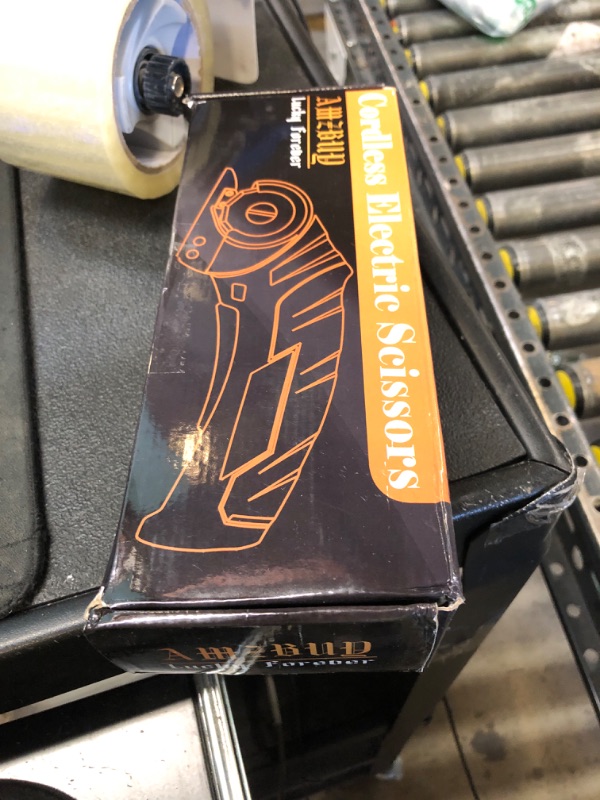 Photo 1 of Cordless Electric Scissors Cardboard Cutter- AMZBUY 4V Rotary Cutter with Self-Sharpening Blade Rechargeable Box Cutter for Cardboard Recycling, Carpet Cutting Tool for Plastic, Thin Box, Rug, Leather