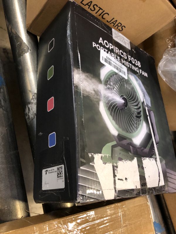 Photo 1 of Camping Misting Fan - 30000mAh Portable Battery Powered Fans with 9oz Water Tank, Light, Hook - Rechargeable, 120H Cooling, Last 5H Mist, 4 Speed, Sleep Mode - Outdoor Fan for Travel, Patios, Fishing