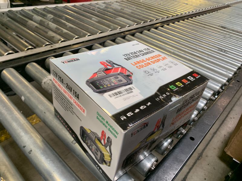 Photo 1 of YONHAN 25-Amp Battery Charger, 12V/24V Automatic Smart Car Battery Charger -All in One LiFePO4 & Lead-Acid, 5-Level Current, Upgraded Trickle Charger and Boost Mode, Battery Repair & Desulfator