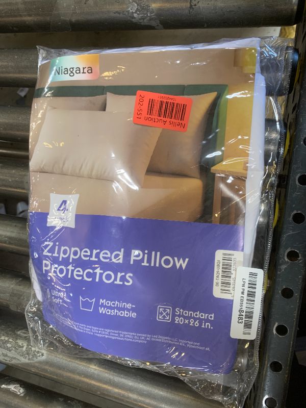 Photo 1 of Ultra Soft Pillow Protectors with Zipper Standard Size - Set of 4 Breathable Pillow Covers - 100% Protection Against Stains, Dust & Dirt - Machine Washable (White)