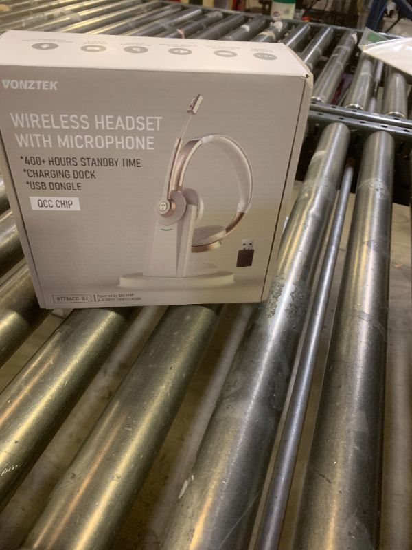 Photo 1 of Wireless Headset, Bluetooth Headset with Microphone, AI Noise Canceling Mic & USB Dongle, Wireless Headphones with Mic Mute & Charging Base for Work from Home/Office/Call Center/PC/Laptop/Zoom