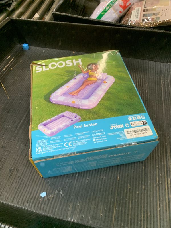 Photo 1 of SLOOSH Inflatable Tanning Pool Lounger Float, 70" x 46" Pool Floats Adult with Pillow, 4 in 1 Suntan Tub Raft Floatie,Sunbathing Bed Lounge for Water Blow Up Ball Pit Party Gifts, Purple Chase Flower