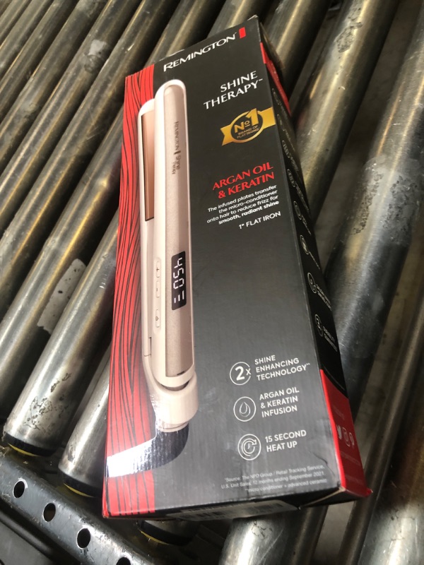 Photo 1 of Remington Shine Therapy 1 inch Hair Straightener Iron, Flat Iron Infused with Argan Oil & Keratin, Professional Ceramic Flat Iron for Less Frizz, Shines and Smooth, Styling Tools