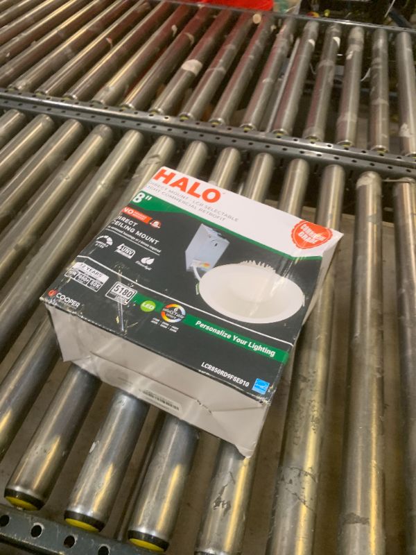 Photo 1 of HALO LCR8 8 in. Soft White Selectable CCT Integrated LED Recessed Light with Round Surface Mount White Trim Retrofit Module