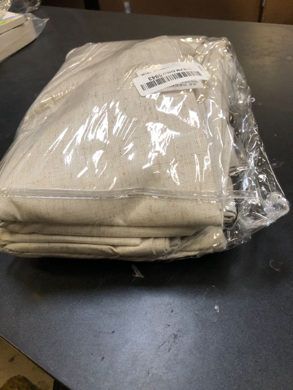 Photo 1 of Guken Beige Cream Linen Blackout Curtains 84 Inch Length 2 Panels Set for Living Room Bedroom Back Tab Thermal Insulated 100% Black Out Linen Drapes Room Darkening Window Curtains 84 Inches Long