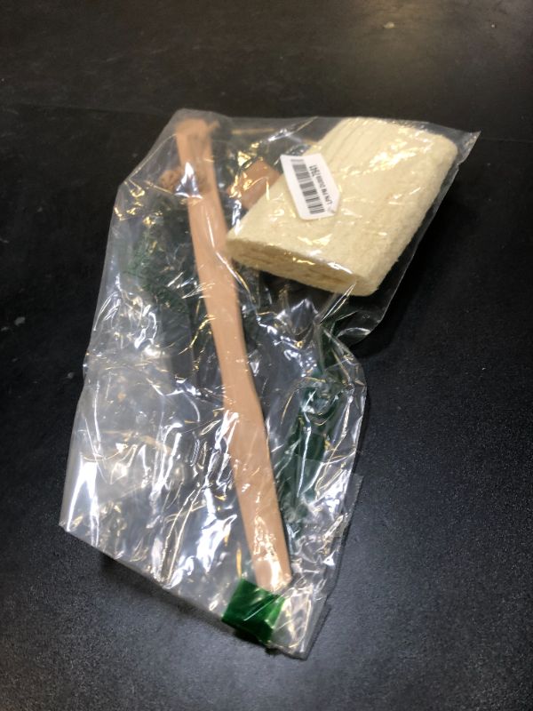 Photo 1 of Natural Exfoliating Loofah luffa loofa Bath Brush On a Stick - with Long Wooden Handle Back Brush for Men & Women - Shower Sponge Body Back Scrubber Pack of 1