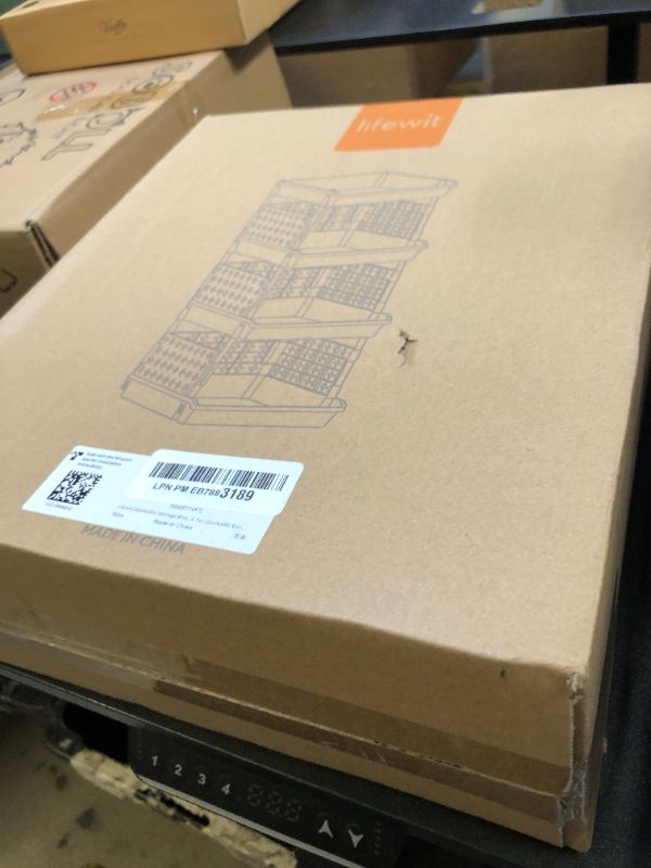 Photo 1 of Lifewit Stackable Storage Bins, 4 Tier Stackable Baskets for Closet, Playroom, Kitchen, Food, and Pantry Organization, Large Capacity Stackable Storage Containers Shelves, 13.8 x 11.8 x 28.3 inch