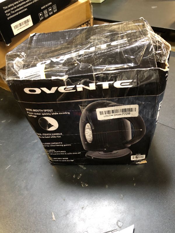 Photo 1 of OVENTE Electric Kettle, 1.7L Fast Boiling Water Heater for Coffee or Tea, BPA Free with Water Level Gauge, Auto Shut-Off, Boil-Dry Protection, Indicator Light and Removable Filter, Black KP72B