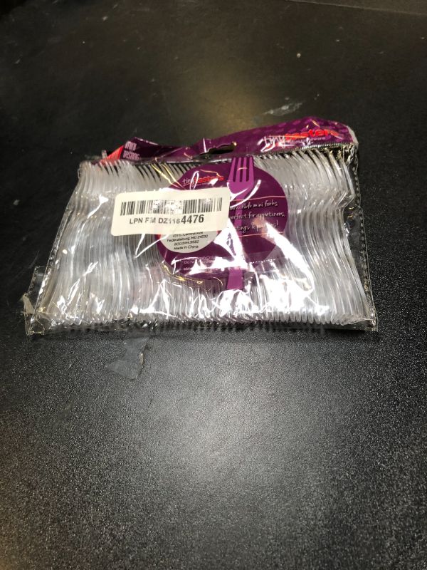 Photo 1 of Maryland Classic Clear Plastic Tiny Tasters Mini Forks - 3.75? (Pack of 50) - Durable & BPA Free Material, Stylish & Disposable Appetizer Forks - Perfect for Any Event