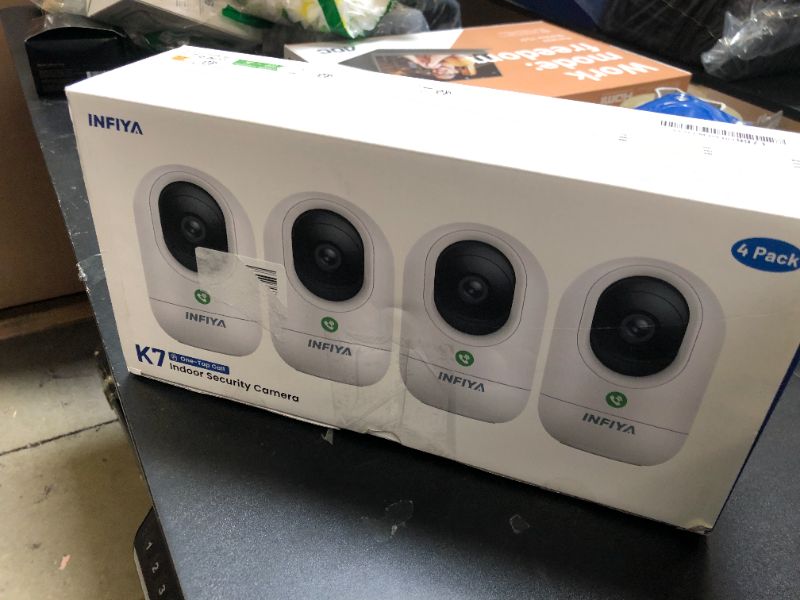 Photo 1 of INFIYA 360 Cameras for Home Security-Indoor Camera Monitoring Baby/Nanny with 2K High Resolution & One-Tap Call, 24-7 Local Storage, Compatible with Alexa/Google Home, K7 4Pack (2.4GHz Wi-Fi Only)