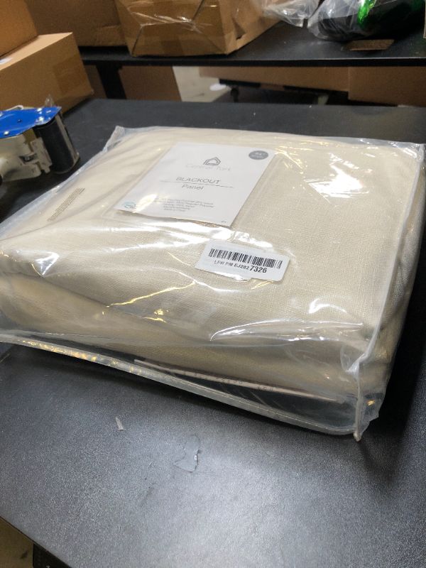 Photo 1 of Beige Solid Full Blackout Curtain Heavy Linen Texture Window Treatment for Bedroom Thermal Insulated Noise Reduction Drapes 8 Grommets Top for Living Room with Liner, Beige, 50" x 84", 2 Panels