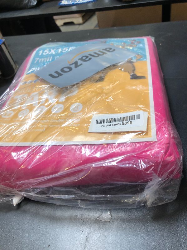 Photo 1 of STARPYNG-7 Mil Pink/Silver 15x15 Feet Tarp-Multifunctional Waterproof Tarpaulin-Waterproof, UV Resistant, Rip and Tear Resistant, Poly Tarpaulin with Reinforced Edges for Cover