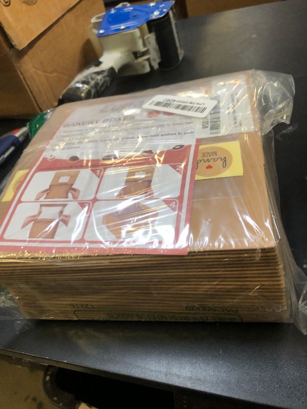 Photo 1 of Eupako Cookie Boxes with Window 8x6x2.5 Inhces, 24pcs Auto-Popup Brown Treat Boxes for Bakery, Donuts, Candy, Pastry,Cupcakes, Biscuits, Chocolate Strawberries