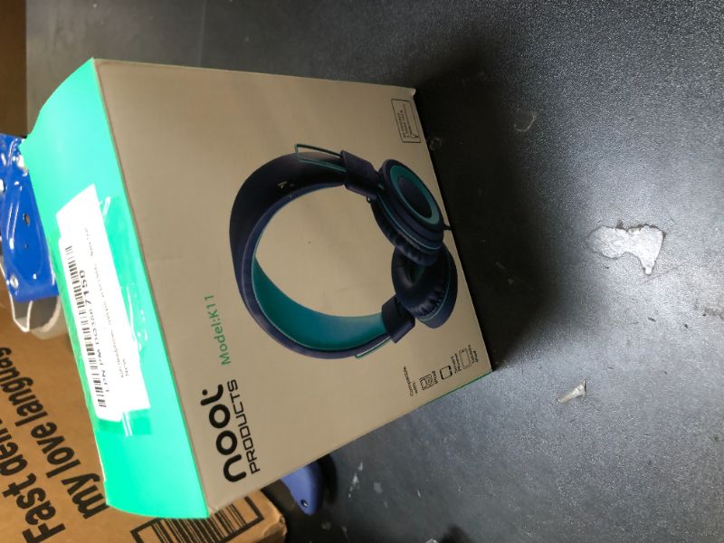 Photo 1 of Kids Headphones - noot products K11 Foldable Stereo Tangle-Free 3.5mm Jack Wired Cord On-Ear Headset for Children/Teens/Boys/Girls/Smartphones/School/Kindle/Airplane Travel/Plane/Tablet (Navy/Teal)