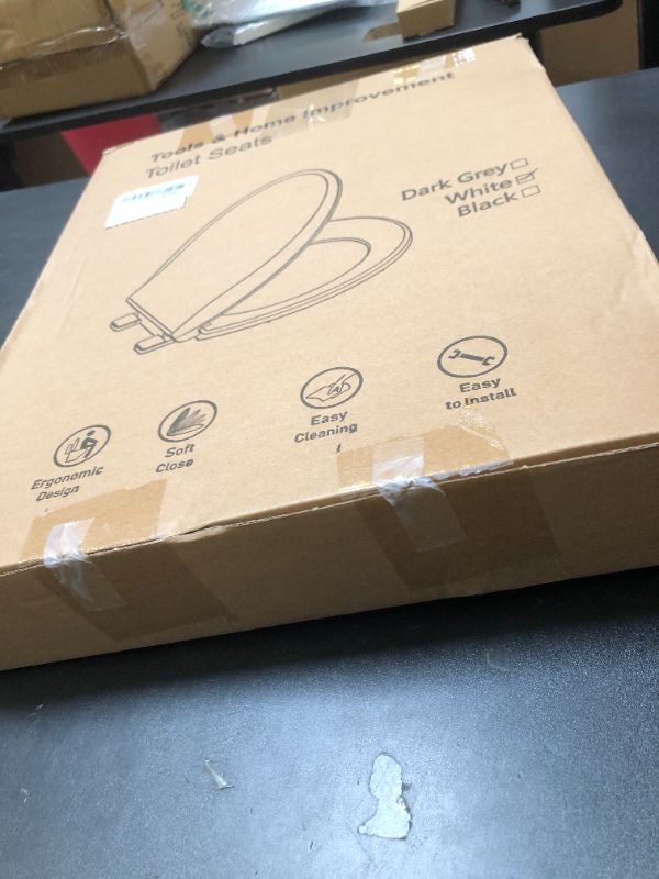 Photo 1 of Aünsffer Toilet Seat Round Soft Close16.5'', Toilet Lid Slow Close Quiet No Slam, Easy Installation & Release?Safe PP Material Easy Clean, Comfortable Ergonomic Design, 2 Years Support, White Plastic