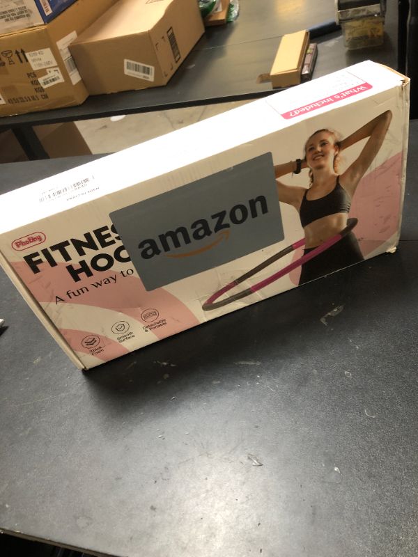 Photo 1 of Phobby Weighted Exercise Hoop for Adults, 2.2lb Detachable Fitness Hoop, Adjustable Hoops with Jump Rope, Tape Measure and Carry Bag, Home Gym Workout (Pink Grey)