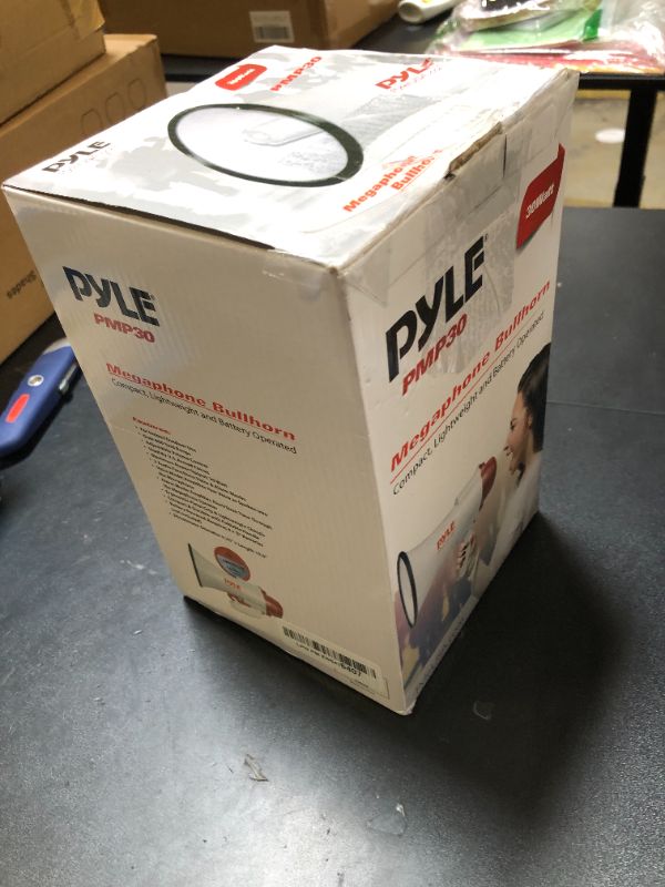 Photo 1 of Pyle Lightweight 30-Watt Megaphone Bullhorn Speaker - Adjustable Volume, Built-in Siren for 800-Yard Range Suitable for Indoor/Outdoor Sports, Cheerleading, and Events (PMP30)