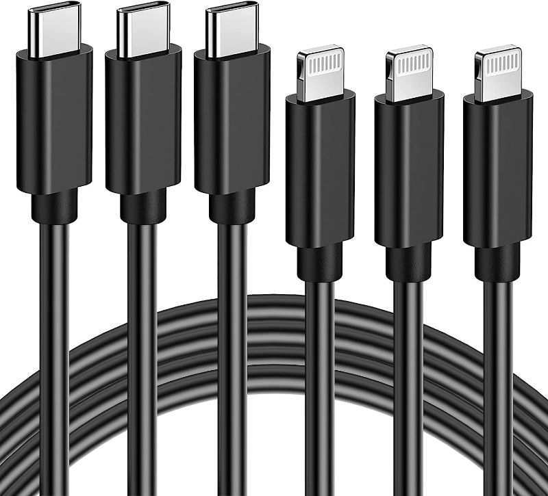Photo 1 of Quntis USB C to Lightning Cable, 3 Pack 6FT MFi Certified iPhone 14 Fast Charger Cord, Type C iPhone Rapid Charging Cable for iPhone 14 13 12 11 Pro Max Xs Max XR X 8 Plus 8 iPad Pro, Black