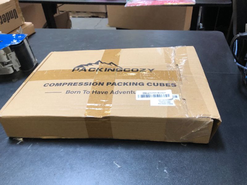Photo 1 of Compression Packing Cubes, 5 Set Packing Cubes for Travel Compression, Lightweight Compressible Package Organizer for Carry On and Suitcases, Light Grey