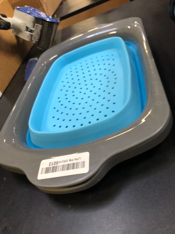 Photo 1 of XL Large Kitchen Strainer by Comfify - Collapsible Silicone Over - The-Sink Colander with Extendable Handles - Use with Pasta, Fruit, Berries & Veggie - 6 Quart - Blue