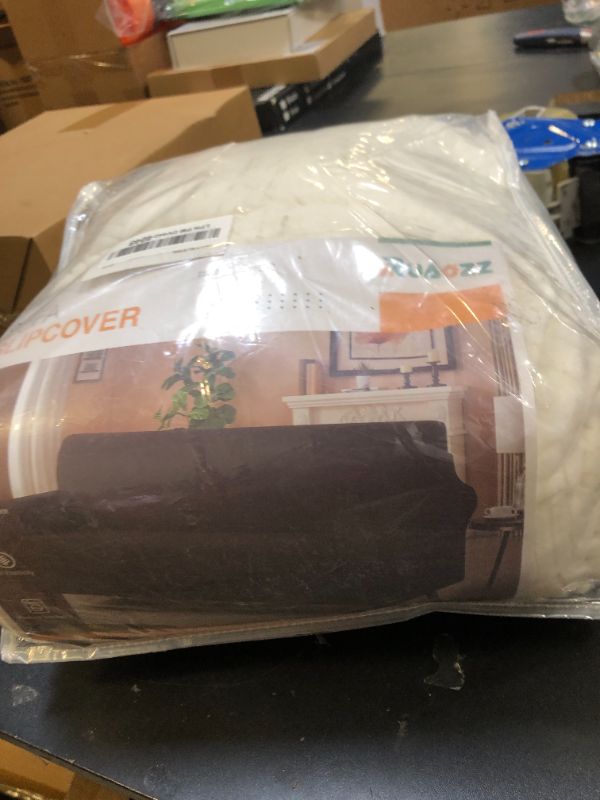 Photo 1 of Ruaozz Stretch Sofa Cover 1 Piece Couch Covers for 3 Cushion Couch Non Slip Universal Sofa Slipcover Washable Soft Jacquard Furniture Protector with 2 pcs Throw Pillow Covers (3 Seater, Ivory)