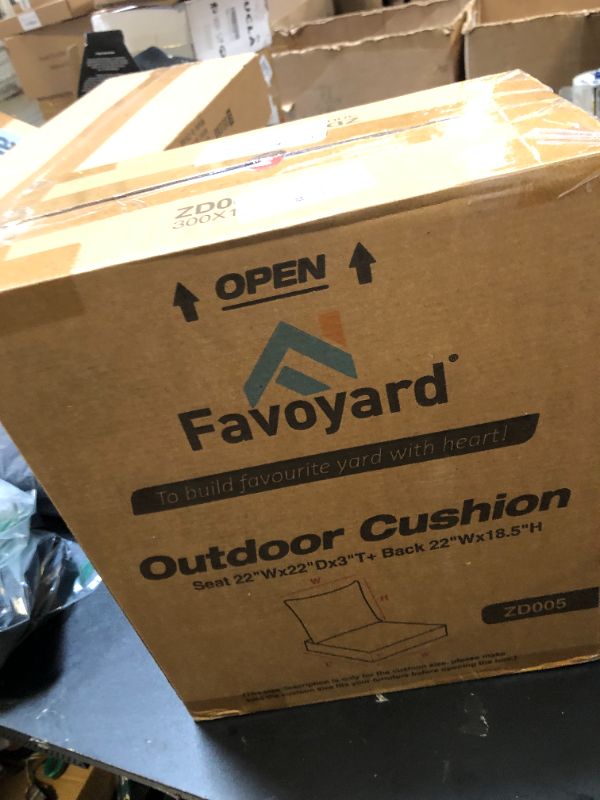 Photo 1 of Favoyard Outdoor Seat Cushion Set 22 x 22 Inch Waterproof & Fade Resistant Patio Furniture Cushions with Removable Cover Deep Seat & Back Cushion with Handle and Adjustable Straps for Chair Sofa Couch