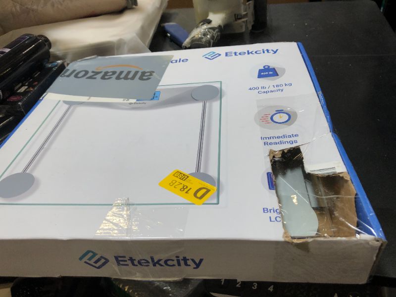 Photo 1 of Etekcity Digital Body Weight Bathroom Scale, Large Blue LCD Backlight Display, High Precision Measurements,6mm Tempered Glass, 400 Pounds