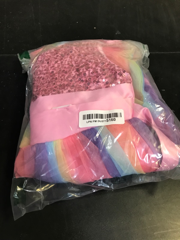Photo 1 of Uhnice Little Girl's Sequin Sleeveless Mesh Rainbow Dress for Wedding Party (5 Years, Pink)