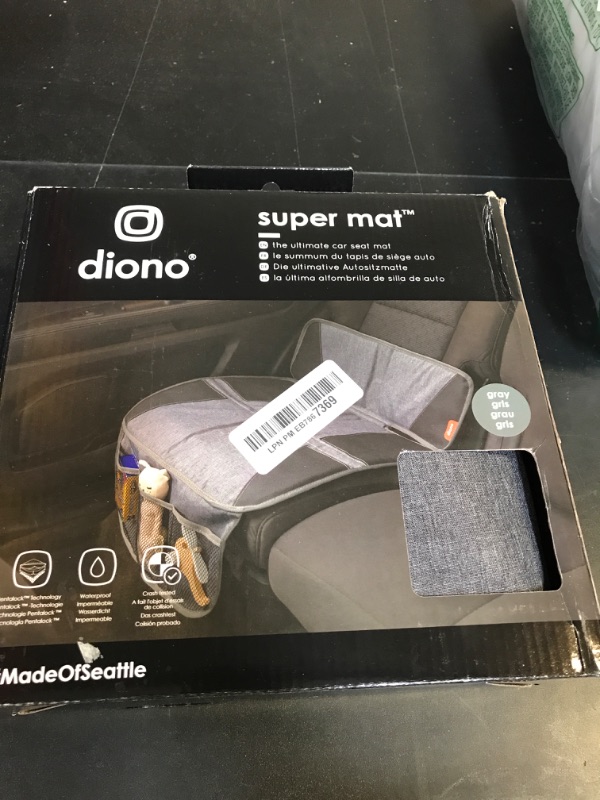 Photo 1 of Diono Super Mat Car Seat Protector For Infant Car Seat, Booster Seat and Pets, Crash Tested, Thick Padding, Non Slip Backing, Durable, Water Resistant Protection, 3 Handy Mesh Storage Pockets, Gray