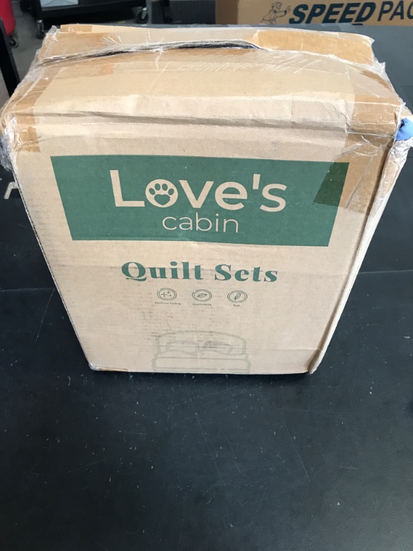 Photo 1 of Love's cabin King Size Quilt Set Grey Bluish Soft Bed Summer Bedspreads - Lightweight Microfiber- Modern Style Coin Pattern Coverlet for All Season - 3 Piece (1 Quilt, 2 Pillow Shams)