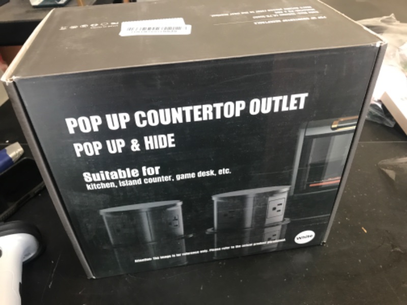 Photo 1 of Pop Up Outlet with 15W Wireless Charger, 4 AC Outlets & PD 20W USB Fast Charging, 4.75 inch Desk Hole Power Grommet Connect 6FT Cord for Office, Conference, Kitchen Use(ETL & FCC Listed)