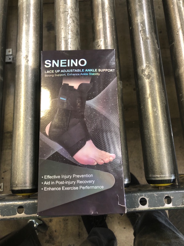 Photo 1 of SNEINO Ankle Brace for Women & Men - Ankle Support Brace for Sprained Ankle, Ankle Stabilizer for Achilles, Tendon, Sprain, Injury Recovery, Lace up Ankle wrap for Running, Basketball, Volleyball (Medium)