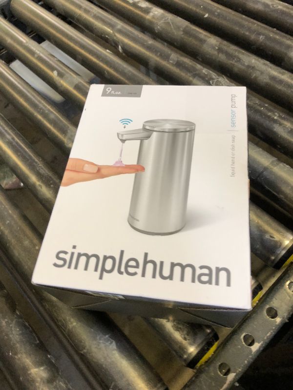 Photo 1 of simplehuman 9 oz. Touch-Free Automatic Rechargeable Sensor Pump, Brushed Stainless Steel, New