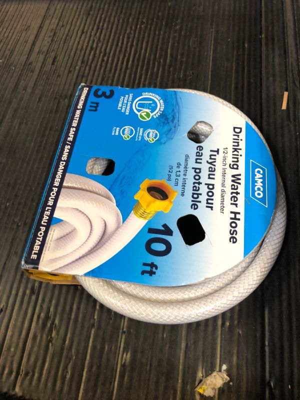 Photo 1 of Camco TastePURE 10-Ft Water Hose - RV Drinking Water Hose Contains No Lead, No BPA & No Phthalate - Features Diamond-Hatch Reinforced PVC Design - 1/2” Inside Diameter, Made in the USA (22743)