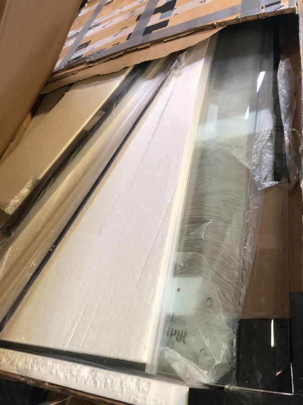 Photo 1 of KPUY Frameless Shower Door, 56-60" W x 76" H Sliding Glass Shower Door, 1/4" (6mm) Thick Tempered Clear Glass with Explosion-Proof Film Nano Coating in Matte Black Finish