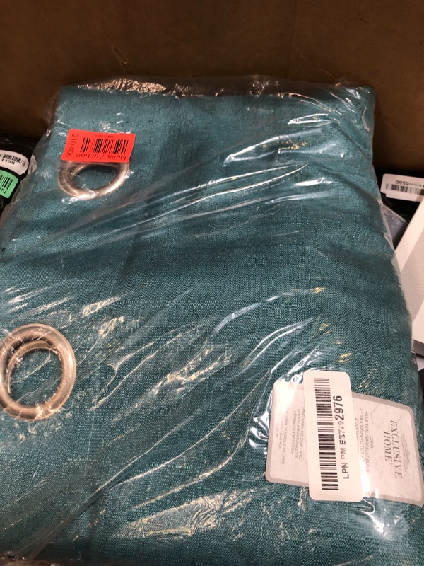 Photo 1 of Exclusive Home Loha Linen Grommet Top Curtain Panel Pair, 54"x108", Blue Teal
