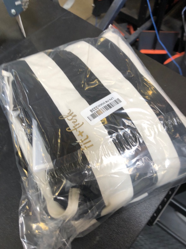 Photo 1 of Fit & Fresh Things Weekender Bag for Women, Black & White Stripe