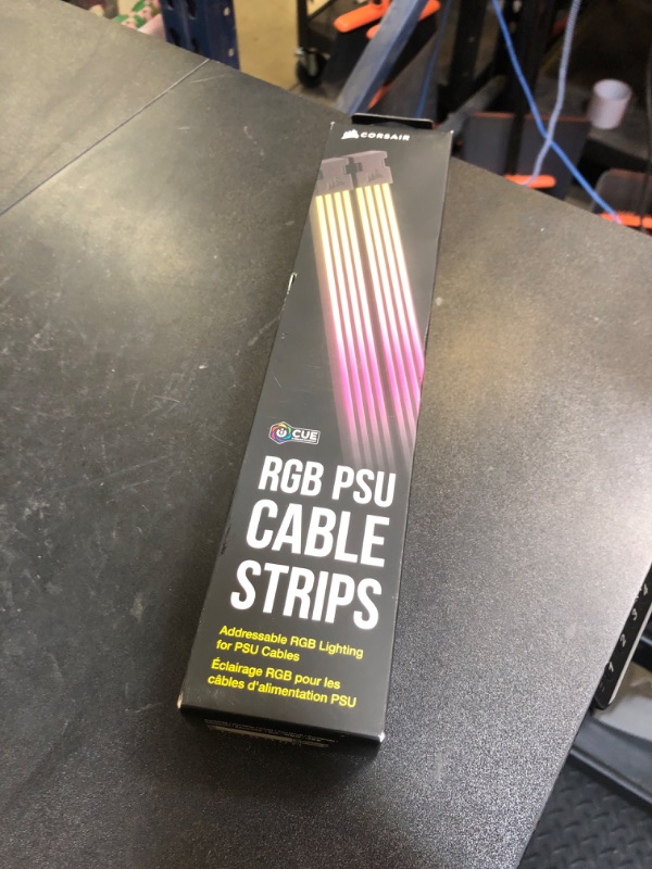 Photo 1 of CORSAIR iCUE ARGB PSU Cable Strips – 2X 200mm LED Strips – 100 RGB LEDs Per Strip – Fits Any PSU Cable – Motherboard 5V ARGB Control – Black