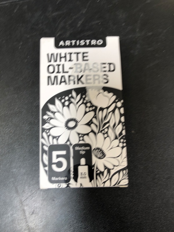 Photo 1 of ARTISTRO 5 White Oil-Based Permanent Tire Markers - Medium Tip Paint Markers for Tire - Quick Dry, Waterproof